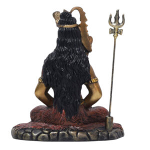 Mahadev Shiva Meditation Idol Antique Resin Shiv Murti with Trishul | Home Temple & Decor Statue - Karigaari India Aesthetic Home Decor