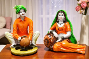 Cultural Charm of Rural India Handcrafted Rajasthani Couple Figurines for Rustic Decor - Karigaari India Aesthetic Home Decor