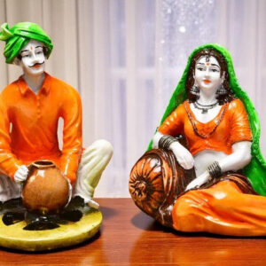 Cultural Charm of Rural India Handcrafted Rajasthani Couple Figurines for Rustic Decor - Karigaari India Aesthetic Home Decor