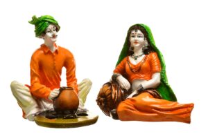 Cultural Charm of Rural India Handcrafted Rajasthani Couple Figurines for Rustic Decor - Karigaari India Aesthetic Home Decor