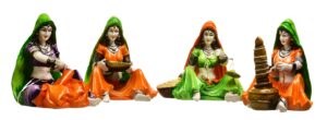 ajasthani Women Figurines Set | Traditional Indian Home Decor Handicraft Showpiece Idols for Cultural Charm - Karigaari India Aesthetic Home Decor