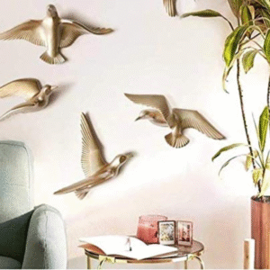Metallic Finish Flying Birds Wall Decor - Modern Gold Art Set - Karigaari India Aesthetic Home Decor