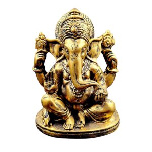 Antique Finish Lord Ganesha Idol Resin Ganpati Statue for Home Temple, Office & Gift Decor | Auspicious Ganesh Murti - Karigaari India Aesthetic Home Decor