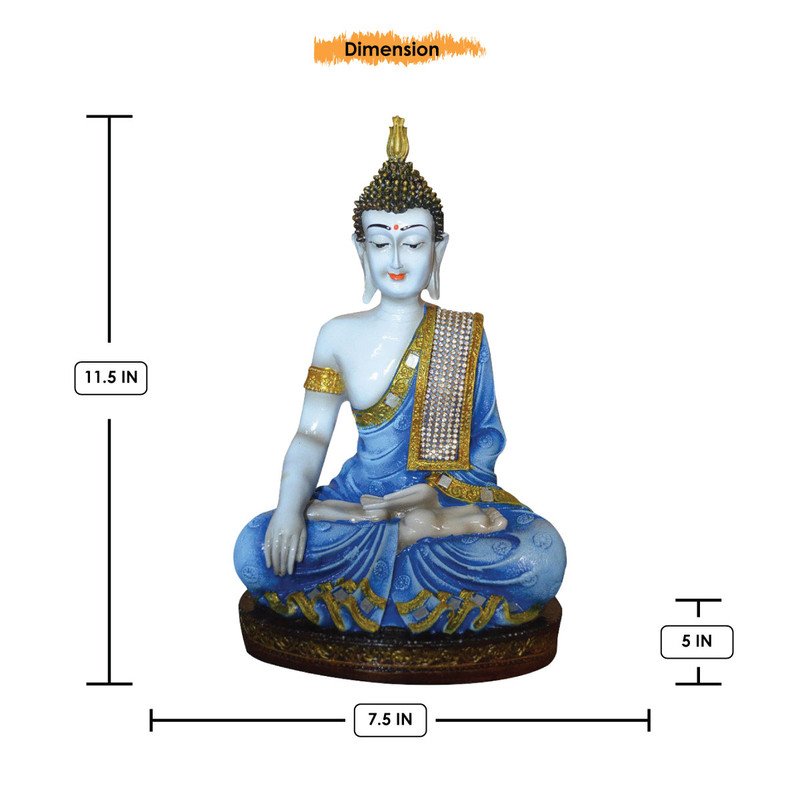 Artistic Artisan Ployresin Blue And Golden Colour Sitting Lord Buddha Figurine Display Piece Home Decor Office Home Decor Spiritual Gift Modern Ornament 4 Handcrafted Ployresin Blue And Golden Colour Sitting Lord Buddha Statue Showpiece Home Decor/Office Decor/Spiritual Gift - Karigaari India Aesthetic Home Decor