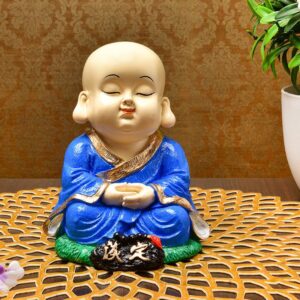 Handcrafted Ployresin Lord Buddha Dark Blue Meditating Statue  Showpiece Home Decor/Office Decor/Spiritual Gift - Karigaari India Aesthetic Home Decor