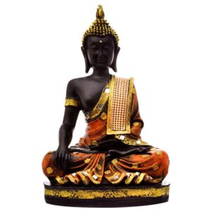 Handcrafted Ployresin Lord Buddha Multicolour Meditating Statue Sitting On Golden Colour Table Showpiece Home Decor/Office Decor/Spiritual Gift - Karigaari India Aesthetic Home Decor