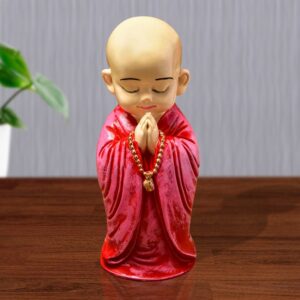 Handcrafted Ployresin Lord Buddha Praying Pink Colour Standing Statue Showpiece Home Decor/Office Decor/Spiritual Gift - Karigaari India Aesthetic Home Decor