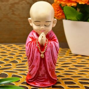 Handcrafted Ployresin Lord Buddha Praying Pink Colour Standing Statue Showpiece Home Decor/Office Decor/Spiritual Gift - Karigaari India Aesthetic Home Decor
