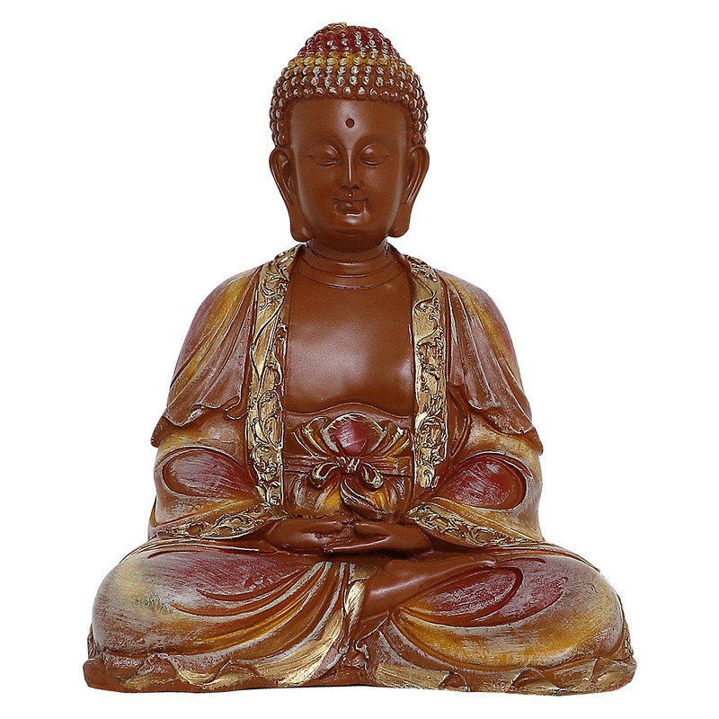 Artistic Artisan Ployresin Lord Buddha Sitting And Meditation Figure Centerpiece Home Home Decor Office Decoration Spiritual Gift Brown And Gold Unique Decor Piece 3 Handcrafted Ployresin Lord Buddha Sitting And Meditation Statue Showpiece Home Decor/Office Decor/Spiritual Gift, Brown And Gold - Karigaari India Aesthetic Home Decor