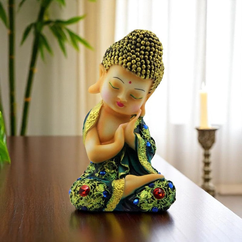 Artistic Artisan Ployresin Lord Buddha Sitting And Sleeping Green Colour Figurine Display Piece Home Decor Office Home Decor Spiritual Gift Modern Ornament 3 Handcrafted Ployresin Lord Buddha Sitting And Sleeping Green Colour Statue Showpiece Home Decor/Office Decor/Spiritual Gift - Karigaari India Aesthetic Home Decor