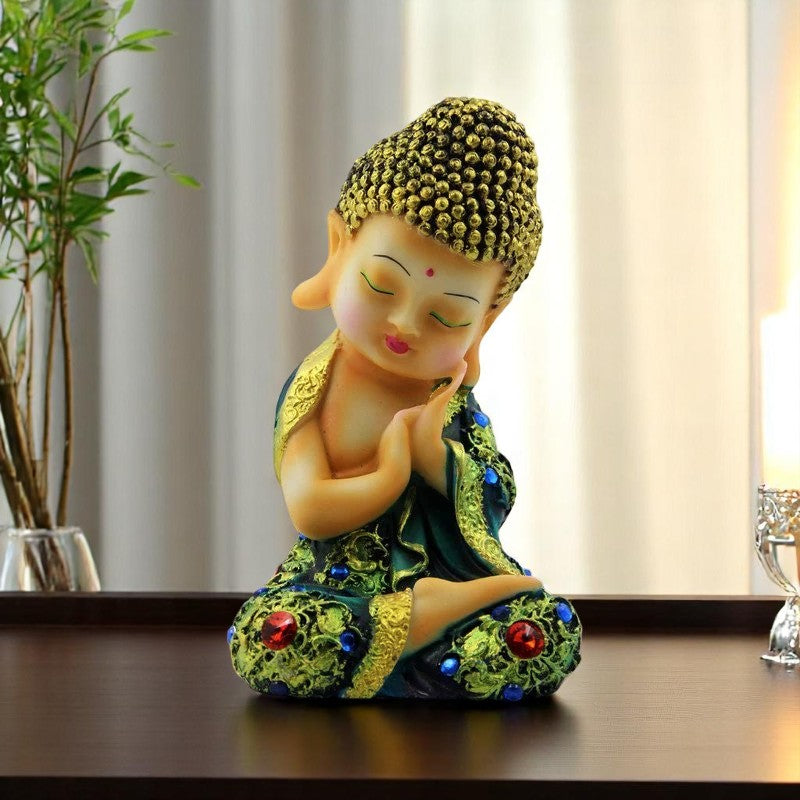 Artistic Artisan Ployresin Lord Buddha Sitting And Sleeping Green Colour Figurine Display Piece Home Decor Office Home Decor Spiritual Gift Modern Ornament 4 Handcrafted Ployresin Lord Buddha Sitting And Sleeping Green Colour Statue Showpiece Home Decor/Office Decor/Spiritual Gift - Karigaari India Aesthetic Home Decor