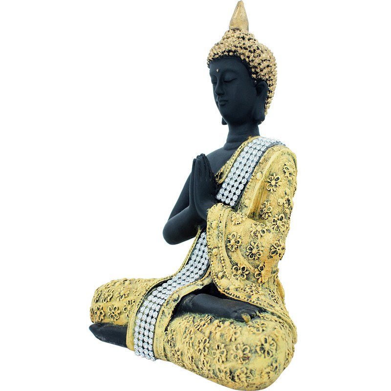 Artistic Artisan Ployresin Lord Buddha Sitting Black And Yellow Colour Figure Centerpiece Home Home Decor Office Decoration Spiritual Gift Luxurious Accent 4 Handcrafted Ployresin Lord Buddha Sitting Black And Yellow Colour Statue Showpiece Home Decor/Office Decor/Spiritual Gift - Karigaari India Aesthetic Home Decor