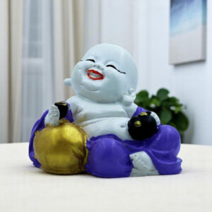 Handcrafted Ployresin Lord Buddha Sitting Smile Statue Showpiece Home Decor/Office Decor/Spiritual Gift, Multicolour - Karigaari India Aesthetic Home Decor