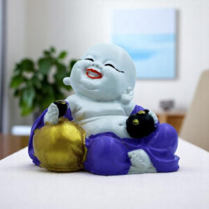 Handcrafted Ployresin Lord Buddha Sitting Smile Statue Showpiece Home Decor/Office Decor/Spiritual Gift, Multicolour - Karigaari India Aesthetic Home Decor