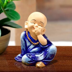 Handcrafted Ployresin Lord Buddha Smiling And Putting Fingers On Mouth Purple Colour  Statue  Showpiece Home Decor/Office Decor/Spiritual Gift - Karigaari India Aesthetic Home Decor