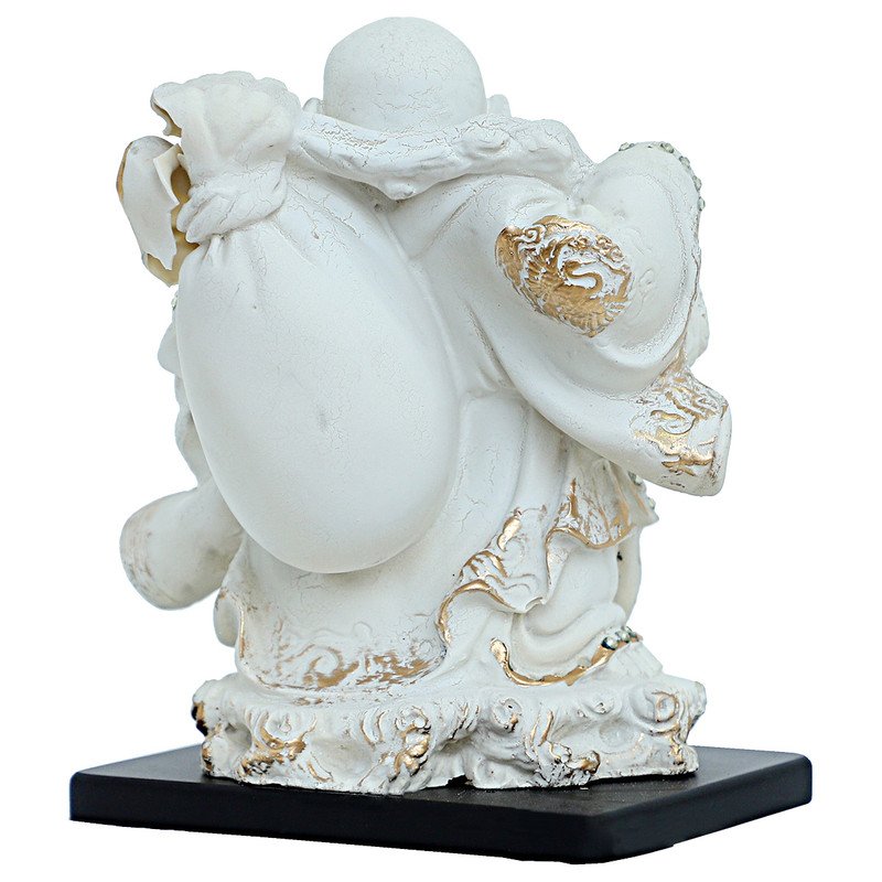 Artistic Artisan Ployresin Lord Buddha Standing With Laughing White Colour With Golden Border Figure Centerpiece Home Home Decor Office Decoration Spiritual Gift Luxurious Accent 5 Handcrafted Ployresin Lord Buddha Standing With Laughing White Colour With Golden Border Statue Showpiece Home Decor/Office Decor/Spiritual Gift - Karigaari India Aesthetic Home Decor