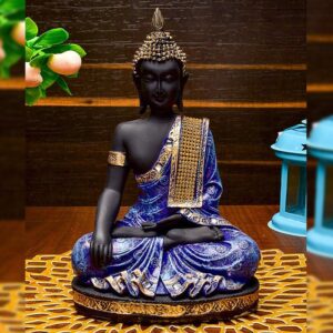 Handcrafted Ployresin Purple And Golden Sitting Lord Buddha Statues Showpiece Home Decor/Office Decor/Spiritual Gift - Karigaari India Aesthetic Home Decor