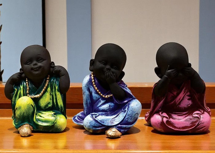 Artistic Artisan Ployresin Sitting Lord Buddha Idol Green Blue And Pink Colour Display Piece Home Decor Office Home Decor Spiritual Gift Three Pieces Luxurious Accent 1 Handcrafted Ployresin Sitting Lord Buddha Statue Green, Blue And Pink Colour Showpiece Home Decor/Office Decor/Spiritual Gift, Three Pieces - Karigaari India Aesthetic Home Decor