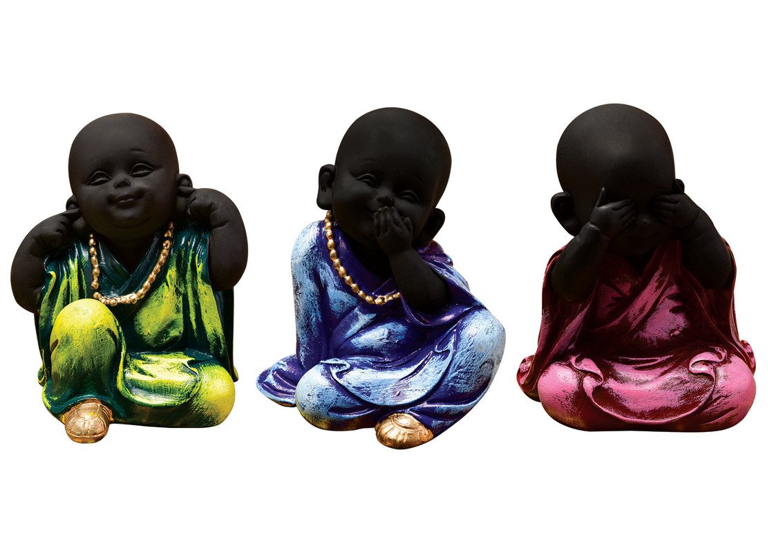 Artistic Artisan Ployresin Sitting Lord Buddha Idol Green Blue And Pink Colour Display Piece Home Decor Office Home Decor Spiritual Gift Three Pieces Luxurious Accent 3 Handcrafted Ployresin Sitting Lord Buddha Statue Green, Blue And Pink Colour Showpiece Home Decor/Office Decor/Spiritual Gift, Three Pieces - Karigaari India Aesthetic Home Decor