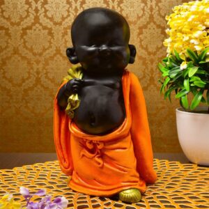Handcrafted Ployresin Standing Orange Colour  Lord Buddha Statue Showpiece Home Decor/Office Decor/Spiritual Gift - Karigaari India Aesthetic Home Decor