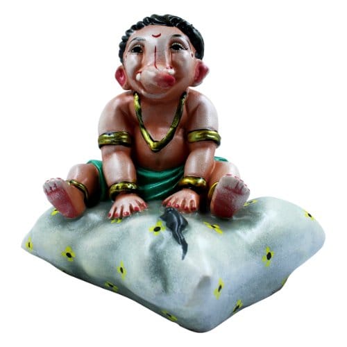 Bal Ganesha Sitting Idol Multicolor Best for Home Decor - Karigaari India Aesthetic Home Decor