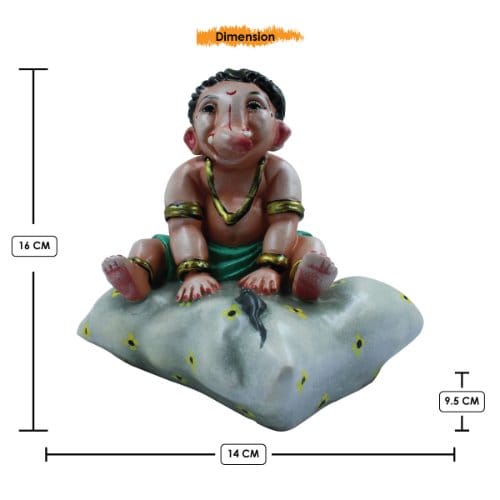 Bal Ganesha Sitting Idol Multicolor Best for Home Decor - Karigaari India Aesthetic Home Decor
