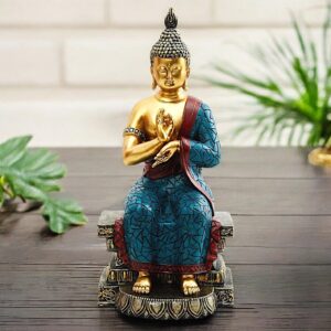 Blessing Buddha Murti | Resin Statue with Abhaya Mudra for Positive Energy - Karigaari India Aesthetic Home Decor