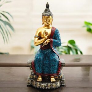 Blessing Buddha Murti | Resin Statue with Abhaya Mudra for Positive Energy - Karigaari India Aesthetic Home Decor