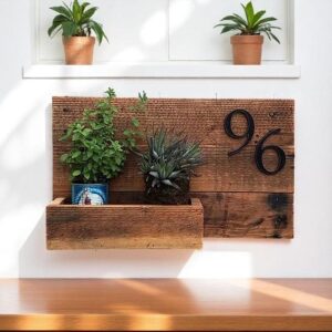 Brown Rustic  Finish Planter Number Plate for Home decor - Karigaari India Aesthetic Home Decor