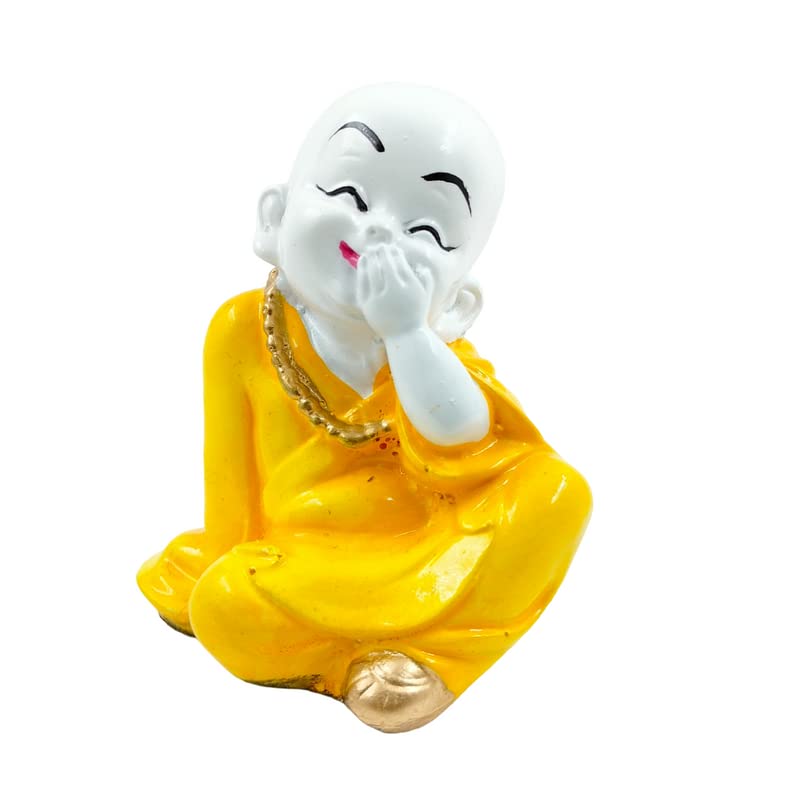 Artistic Calm Giggling Baby Monk Buddha Resin Crafted Smiling Sitting Figurine For Inner Joy Zen Home Decor Serene Gifting Stylish Accent 2