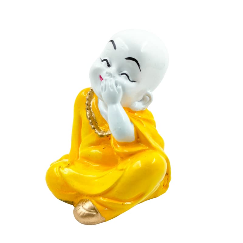 Artistic Calm Giggling Baby Monk Buddha Resin Crafted Smiling Sitting Figurine For Inner Joy Zen Home Decor Serene Gifting Stylish Accent 3