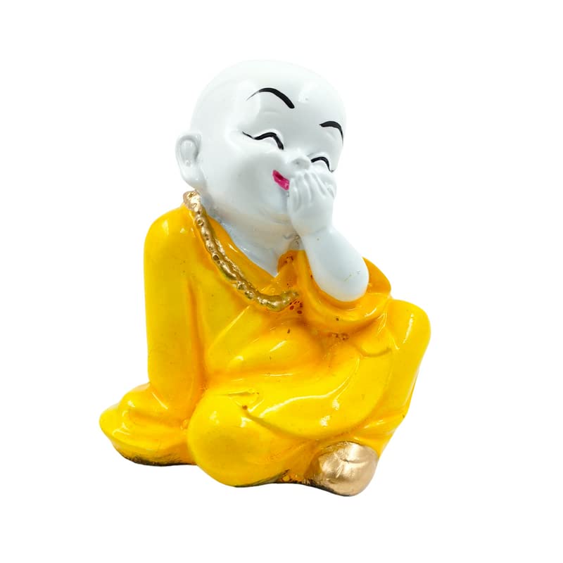 Artistic Calm Giggling Baby Monk Buddha Resin Crafted Smiling Sitting Figurine For Inner Joy Zen Home Decor Serene Gifting Stylish Accent 4
