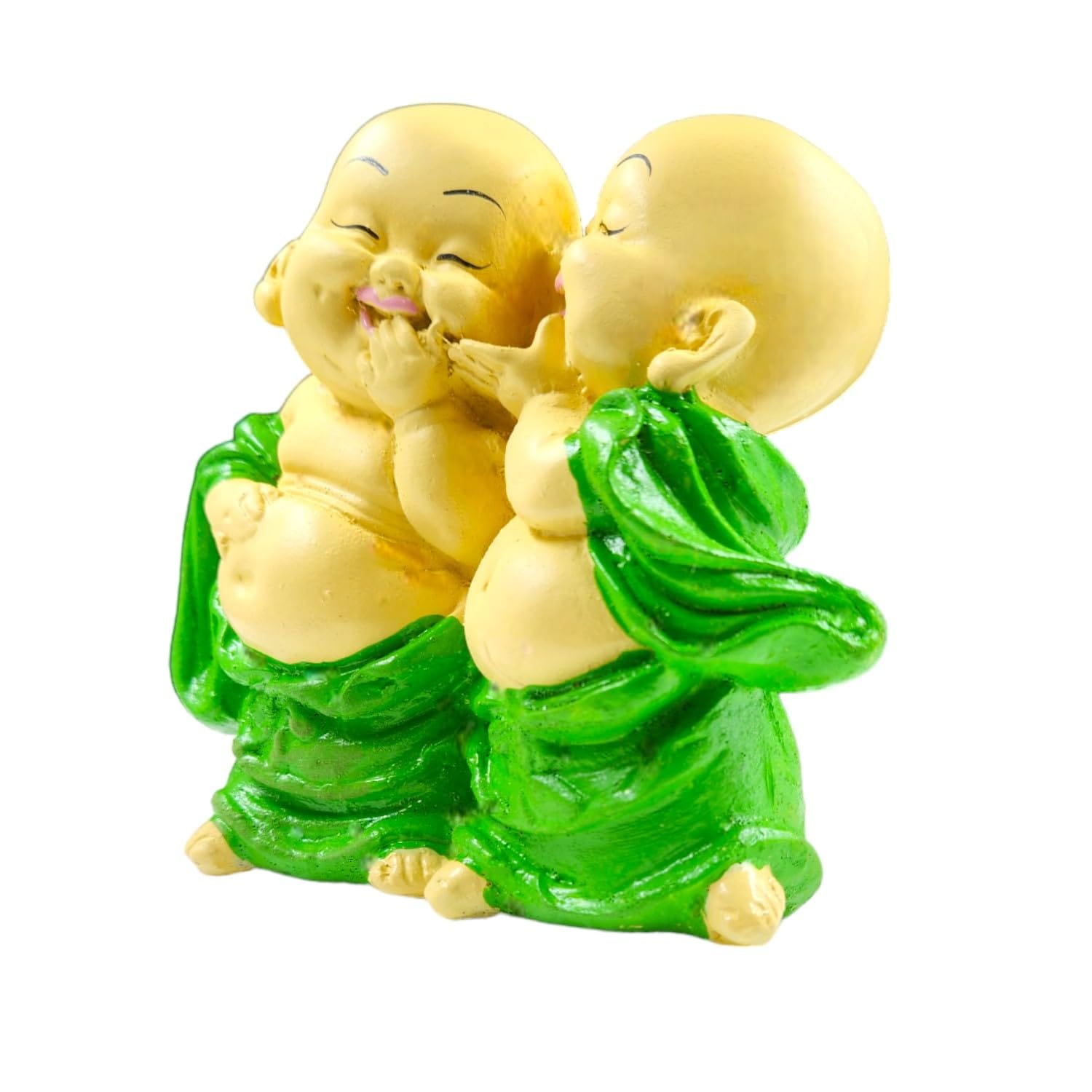 Artistic Charming Laughing Buddha Monk Pair Resin Statue For Joy Friendship Home Decoration Artful Decor Piece 5