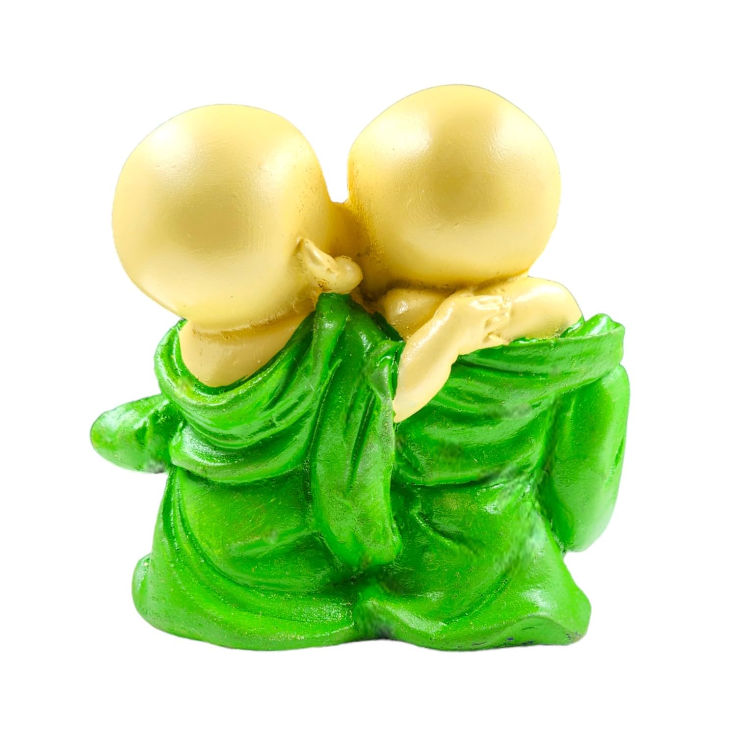 Artistic Charming Laughing Buddha Monk Pair Resin Statue For Joy Friendship Home Decoration Artful Decor Piece 6