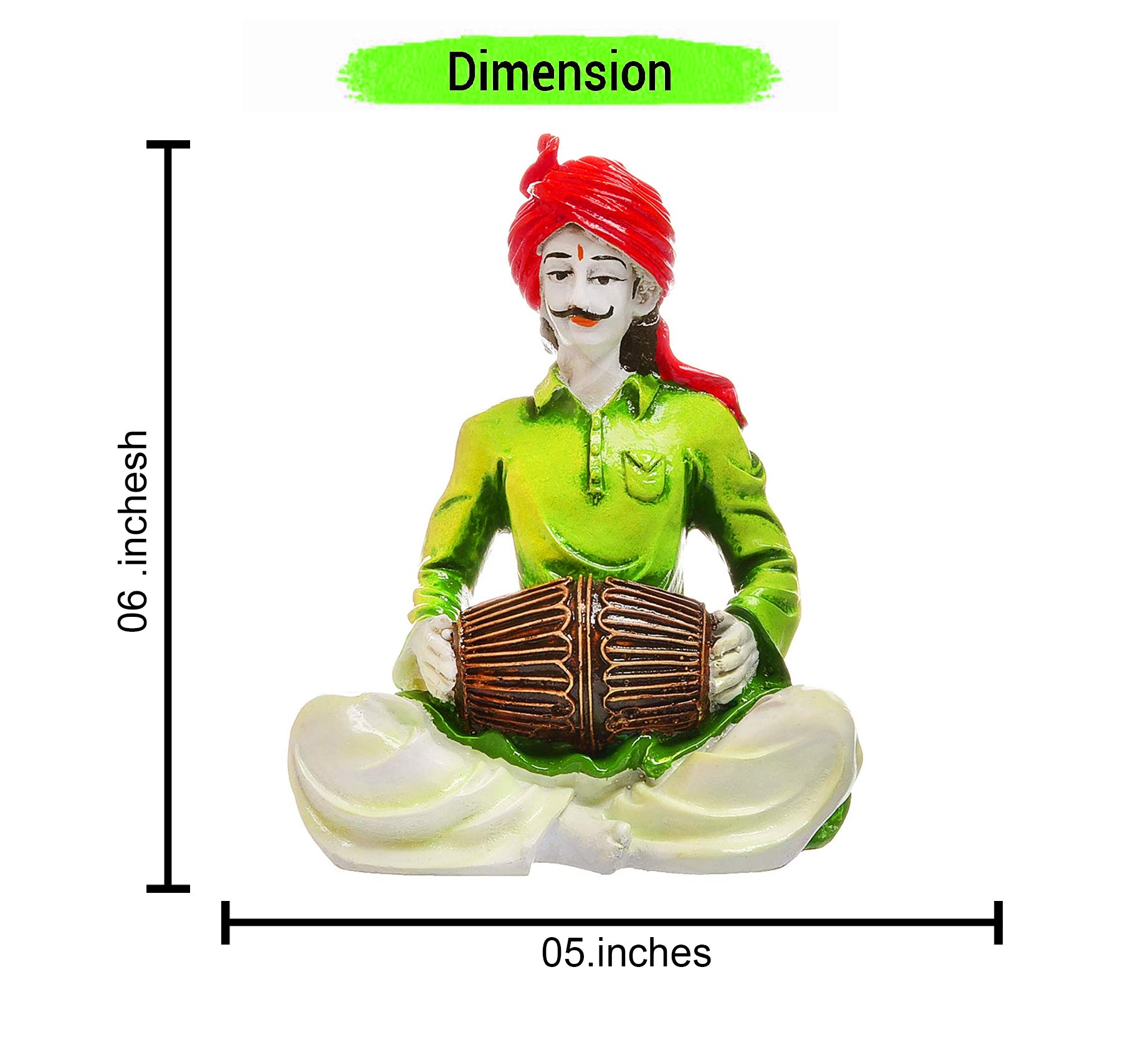 Artistic Classic Sounds Of Rajasthan One Of A Kind Resin Man With Drum Figurine Indian Folk Music Decor Modern Ornament 4 Traditional Sounds of Rajasthan: Unique Resin Man with Drum Statue - Indian Folk Music Decor - Karigaari India Aesthetic Home Decor