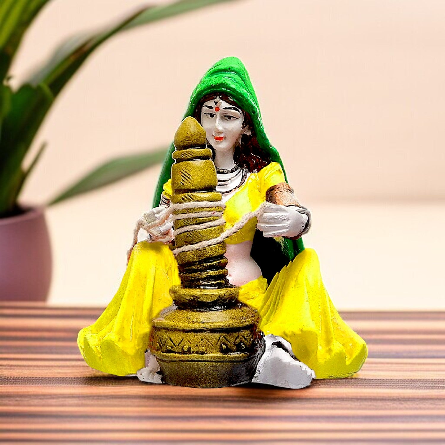 Artistic Colorful Rajasthani Woman Artisan Resin Lady With Butter Churn Figure Cultural Decoration Gift Home Decor Accent 1 Vibrant Rajasthani Woman: Handcrafted Resin Lady with Butter Churn Figurine - Cultural Decor & Gift - Karigaari India Aesthetic Home Decor