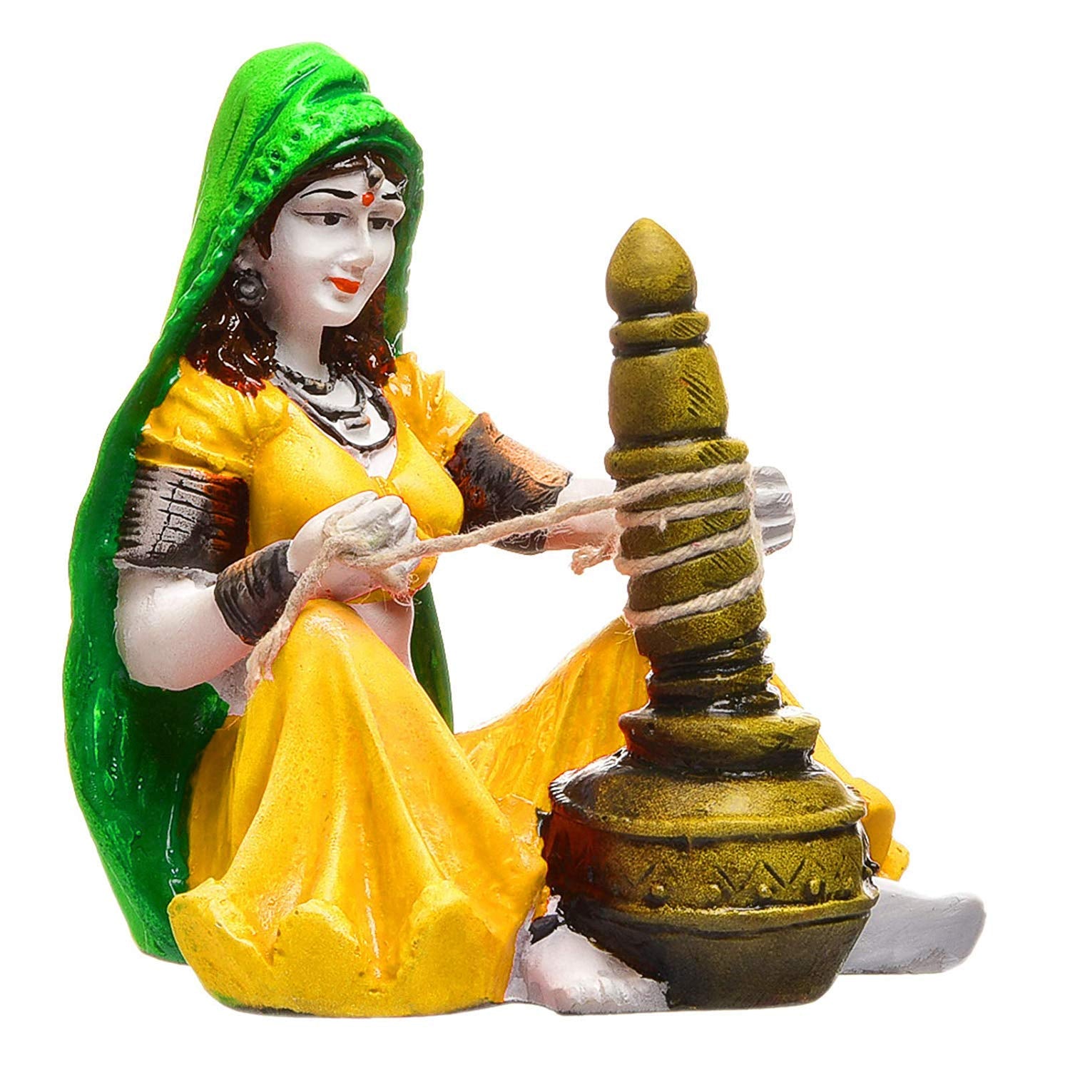 Artistic Colorful Rajasthani Woman Artisan Resin Lady With Butter Churn Figure Cultural Decoration Gift Home Decor Accent 3 Vibrant Rajasthani Woman: Handcrafted Resin Lady with Butter Churn Figurine - Cultural Decor & Gift - Karigaari India Aesthetic Home Decor