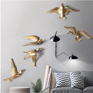 Gold Flying Birds Wall Decor Set - 10 Resin - Karigaari India Aesthetic Home Decor
