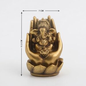 Golden Ganpati Lotus Figurine - Blessing - Karigaari India Aesthetic Home Decor