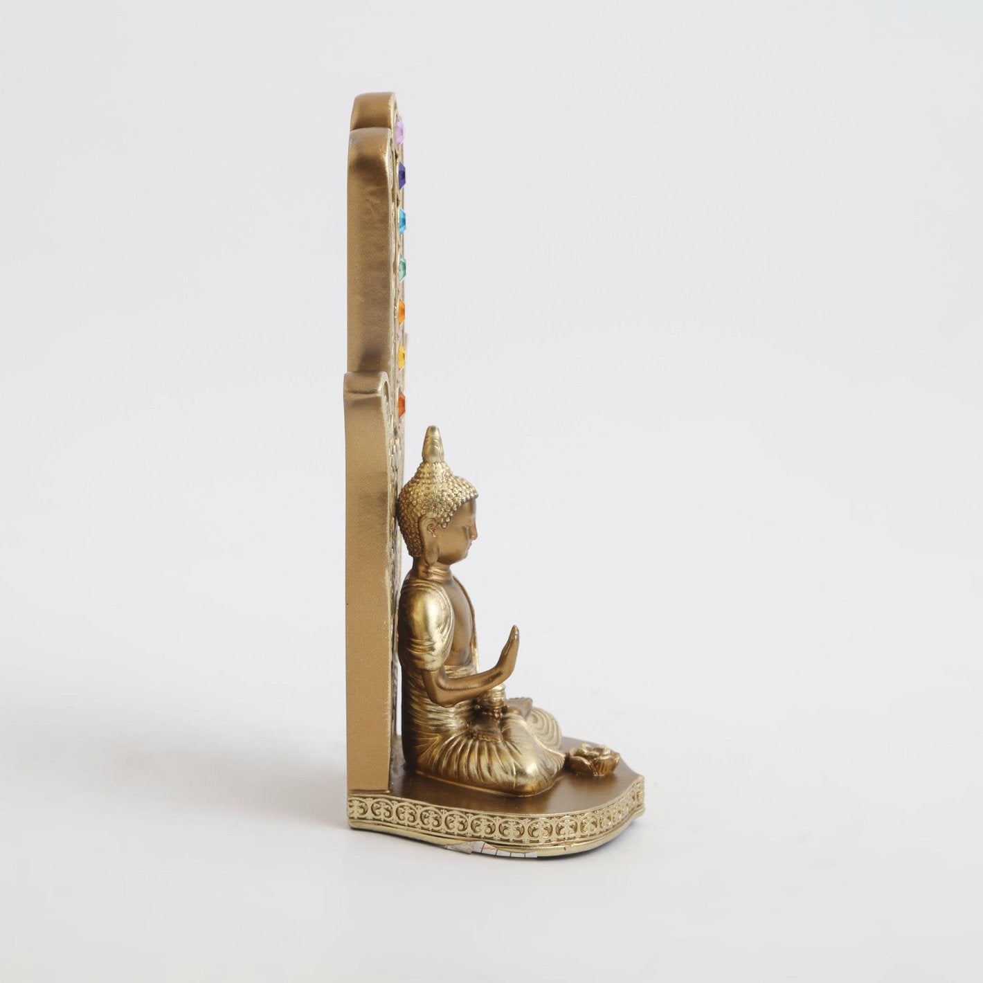 Artistic Golden Seven Chakras And Buddha Idol With Hamsa Artisan Resin Spiritual Decoration For Home Office Gifting Premium Home Decor 7 Golden seven Chakras and Buddha Statue with Hamsa Hand Resin Spiritual Decor for Home, Office & Gifting - Karigaari India Aesthetic Home Decor