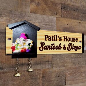 Hut Style Custom Durable Wooden Name Plate for Office Stylish Home Decor - Karigaari India Aesthetic Home Decor
