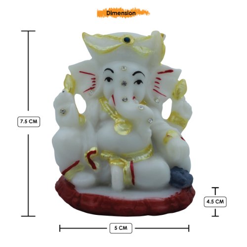 Lord Ganesha Sitting Idol Unique Design Best for Home Decor White Color - Karigaari India Aesthetic Home Decor