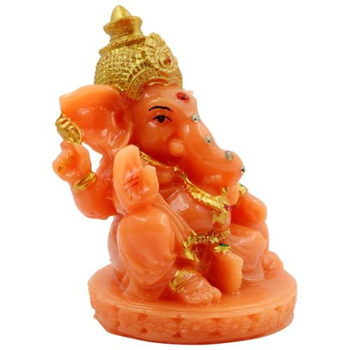 Artistic Lord Ganesha Sitting With One Leg Fold Orange Colour Figurine For Home Home Decor Premium Home Decor 5 Lord Ganesha Sitting with One Leg Fold Orange Colour Idol for Home Decor - Karigaari India Aesthetic Home Decor
