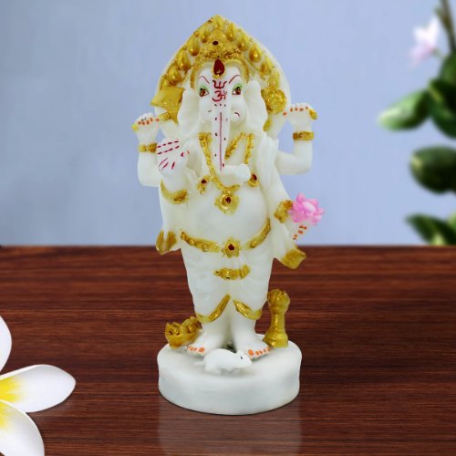 Lord Ganesha Standing Idol White Color for Home Decor - Karigaari India Aesthetic Home Decor