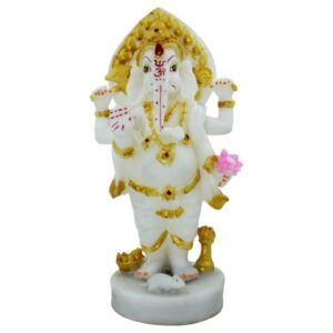 Lord Ganesha Standing Idol White Color for Home Decor - Karigaari India Aesthetic Home Decor