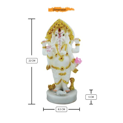 Lord Ganesha Standing Idol White Color for Home Decor - Karigaari India Aesthetic Home Decor