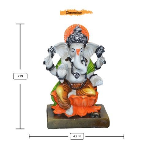Lord Ganesha Idol Sitting On Lotus Orange Color Best for Home Decor - Karigaari India Aesthetic Home Decor
