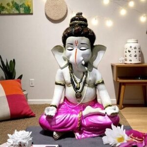 Beautiful Lord Ganesha Sitting In Yoga Position Best & Unique Design Pink Color for Home Decor - Karigaari India Aesthetic Home Decor