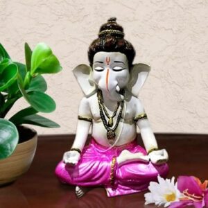 Beautiful Lord Ganesha Sitting In Yoga Position Best & Unique Design Pink Color for Home Decor - Karigaari India Aesthetic Home Decor