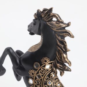 Majestic Rearing Black Horse Statue Decorative Resin Showpiece for Home, Office, and Vastu Success Symbol - Karigaari India Aesthetic Home Decor